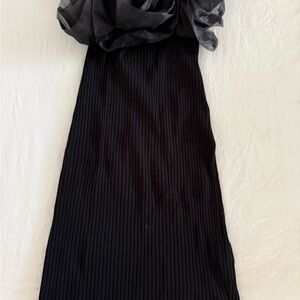 Zara Black Textured sleeveless dress